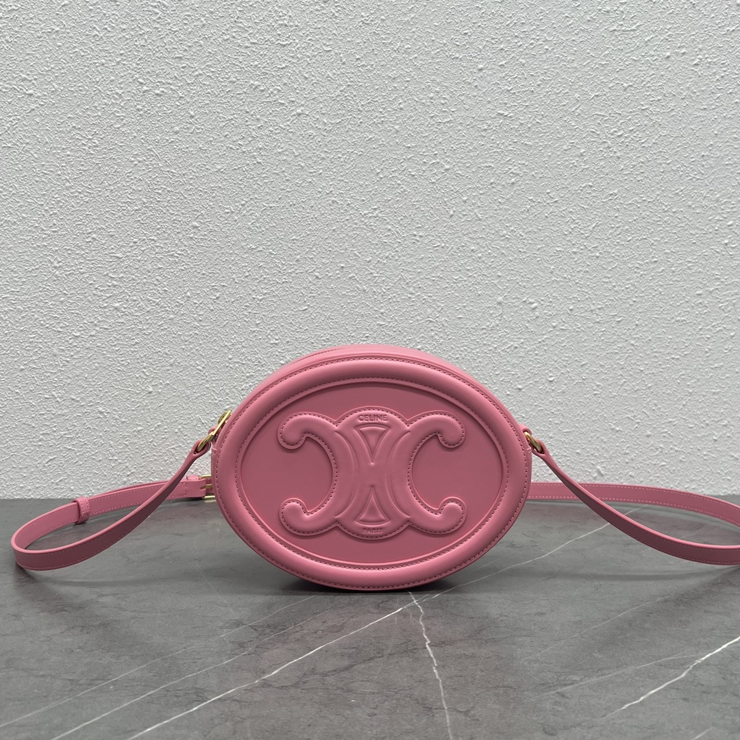 Celine Crossbody Oval Purse Cuir Triomphe In Smooth Calfskin Pink 101703